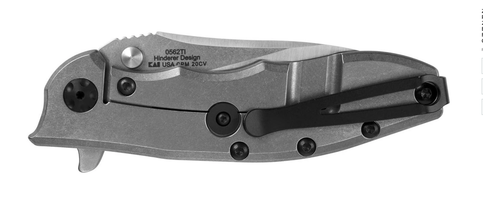 Zero Tolerance Hinderer Pocketknife 0562TI KVT Ball-Bearing Opening System, Flipper, Reversible Deep Carry Clip, Titanium Handle, Made in USA