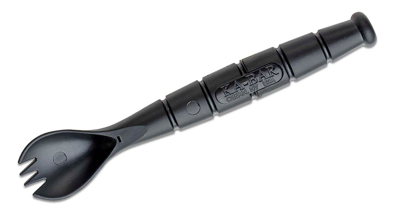 KA-BAR 9909 Polymer Tactical Spork with Hidden Serrated Knife, Black