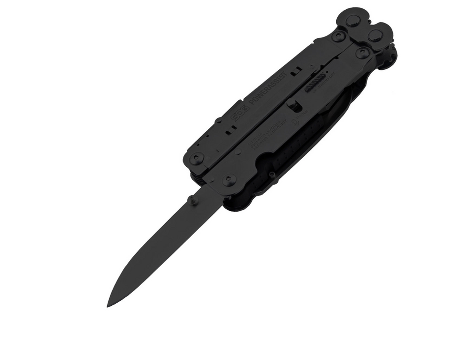 SOG Knives & Tools, PowerAssist Tool, 16 Tool Multi-Tool, 420 Stainless Steel, Black Oxide Finish, Black, Includes Nylon Sheath