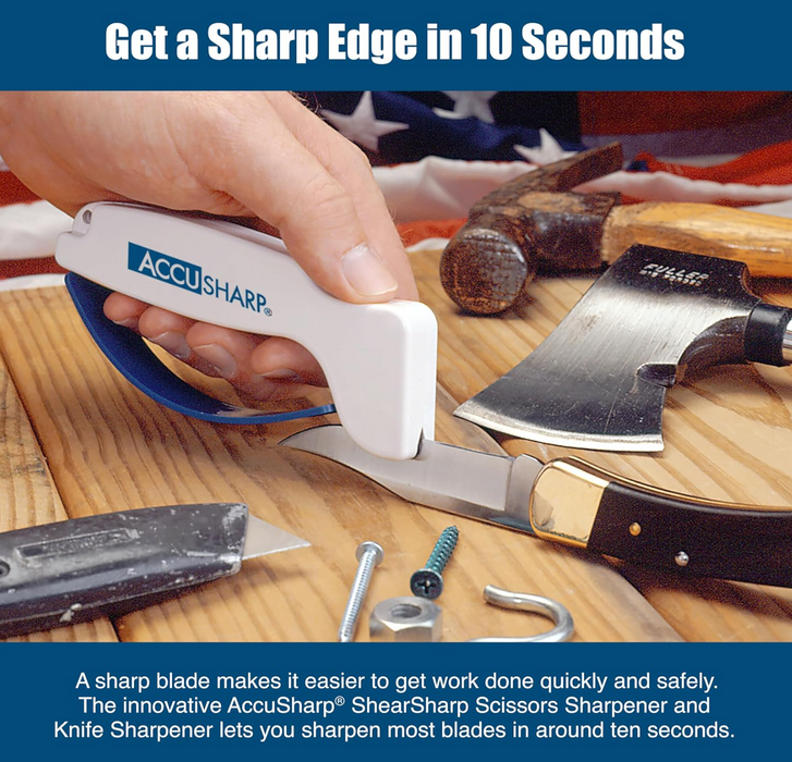 AccuSharp Knife & Scissor Sharpener Combo Pack - Diamond-Honed Tungsten Carbide Rust-Free Sharpener w/Reversible Blades Quickly Sharpen, Restore, Repair & Hone Dull Blades