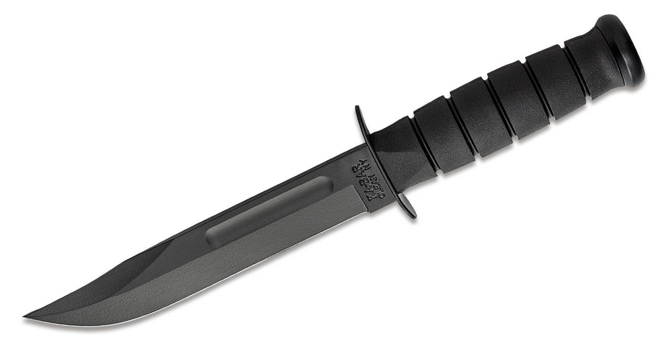 KA-BAR 1213 Full Size Fighting Knife 7" Black Plain Blade, Kraton G Handle, Kydex Sheath